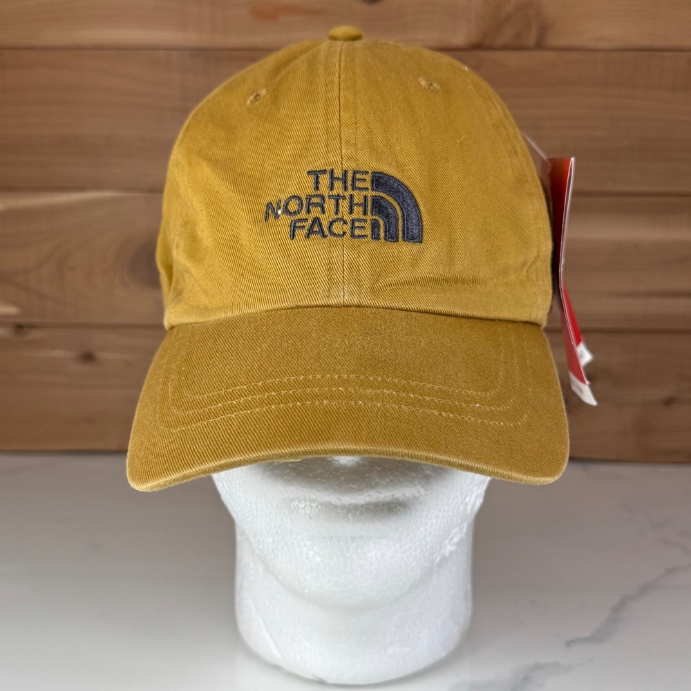 The North Face Norm Shallow Fit Hat Mustard Yellow Cotton Logo Baseball Cap NWT